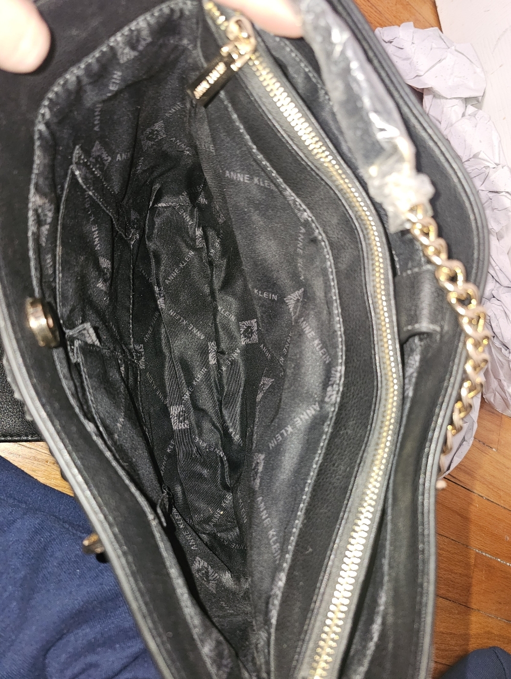 Anne Klein Black and Gold Quilted Tote - Picture 7 of 9